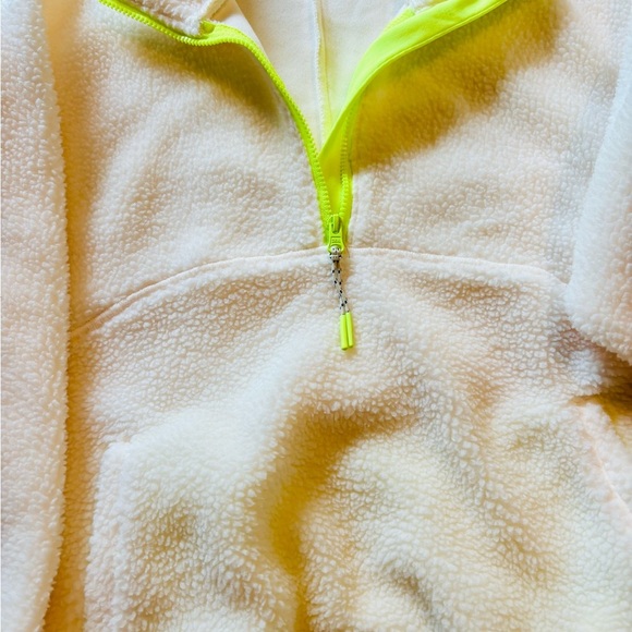 Kids Fleece Pullover - Cream and Neon Green - Picture 4 of 4